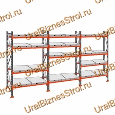 Стеллаж с выкатными платформами  2000*5400*1050 4 яруса 24 платформы - uralbiznesstroi.ru – Москва