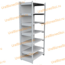Торговый пристенный стеллаж с передней стойкой 2800*400*1000 7 полок - uralbiznesstroi.ru – Москва