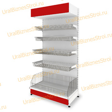 Торговый стеллаж с корзиной 2350*500*1000 - uralbiznesstroi.ru – Москва