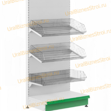 Торговый стеллаж с корзиной 1450*400*900 - uralbiznesstroi.ru – Москва