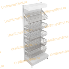 Торговый стеллаж с корзиной 2350*500*600 - uralbiznesstroi.ru – Москва