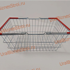 Корзина покупательская, цинк хроматированный (20л) 2 ручки, ПВХ,  цвет-красный - uralbiznesstroi.ru – Москва