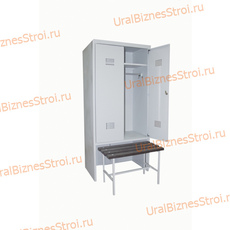 Шкаф гардеробный двухсекционный 2 двери (с нишей для скамьи) 1850*500*700 S-0,6мм - uralbiznesstroi.ru – Москва