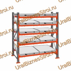 Стеллаж с выкатными платформами  3000*1800*1050 5 яруса 10 платформ - uralbiznesstroi.ru – Москва
