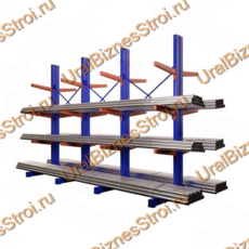 Стеллаж консольный двусторонний 4000x1400x2420 мм тяжелый 4 яруса - uralbiznesstroi.ru – Москва