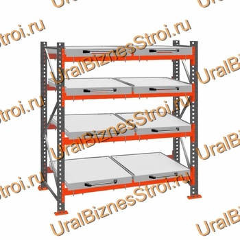 Стеллаж с выкатными платформами  2000*1800*1050 4 яруса 8 платформ - uralbiznesstroi.ru – Москва
