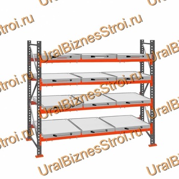 Стеллаж с выкатными платформами  2000*2700*1050 4 яруса 12 платформ - uralbiznesstroi.ru – Москва