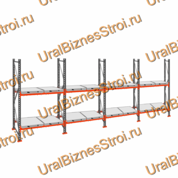 Стеллаж с выкатными платформами  2000*7200*1050 2 яруса 16 платформ - uralbiznesstroi.ru – Москва