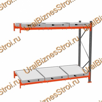 Стеллаж с выкатными платформами дополнительная секция 2500*2700*1050 2 яруса 6 платформ - uralbiznesstroi.ru – Москва