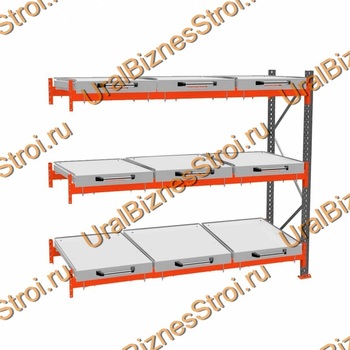 Стеллаж с выкатными платформами дополнительная секция 2500*2700*1050 3 яруса 9 платформ - uralbiznesstroi.ru – Москва