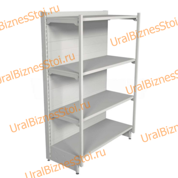 Торговый пристенный стеллаж с передней стойкой 1450*300*1000 4 полки - uralbiznesstroi.ru – Москва