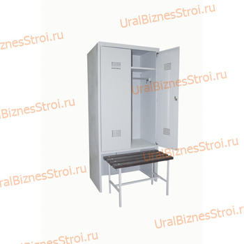 Шкаф гардеробный двухсекционный 2 двери (с нишей для скамьи) 1850*500*700 S-0,6мм - uralbiznesstroi.ru – Москва