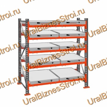 Стеллаж с выкатными платформами  3000*1800*1050 5 яруса 10 платформ - uralbiznesstroi.ru – Москва