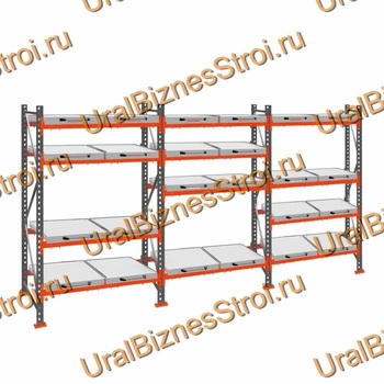 Стеллаж с выкатными платформами  2500*5400*1050 4 яруса 24 платформы - uralbiznesstroi.ru – Москва