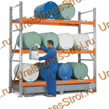 Паллетный стеллаж для бочек 3000*1050*2700 3 яруса 1210 кг на ярус - uralbiznesstroi.ru – Москва
