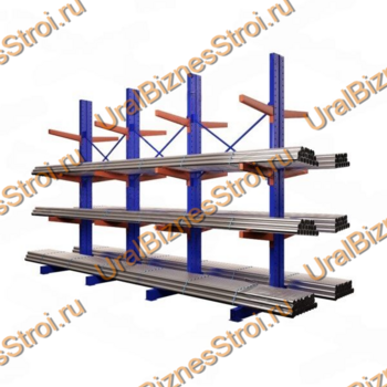 Стеллаж консольный двусторонний 2000х1150х2020 мм тяжелый 3 яруса - uralbiznesstroi.ru – Москва