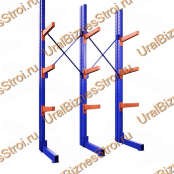 Стеллаж консольный односторонний 3500x1150x1270 мм тяжелый 5 яруса - uralbiznesstroi.ru – Москва