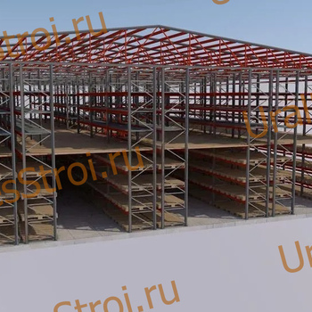 Быстровозводимый склад (мезонин) на паллетных стеллажах 20000*27000*10000 2 этажа - uralbiznesstroi.ru – Москва