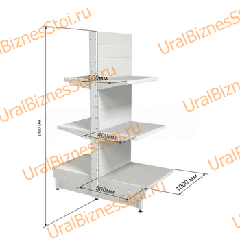 Торговый островной стеллаж 1450*500*1000 3 полки - uralbiznesstroi.ru – Москва